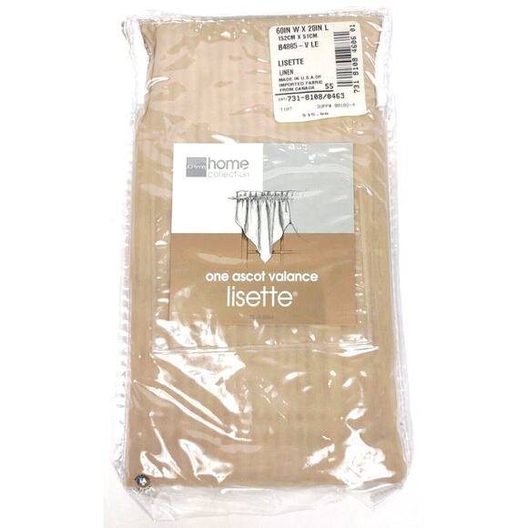 JC Penney Home Collection Lisette Ascot Valance 60" x 20" Brown Linen - NEW - Picture 1 of 5